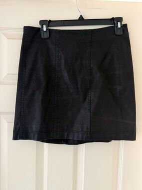 Free People Black Faux Leather Mini Skirt